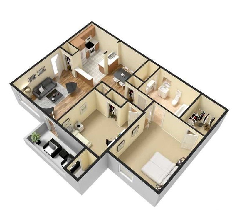 Floor Plan - 2BR/1BA
