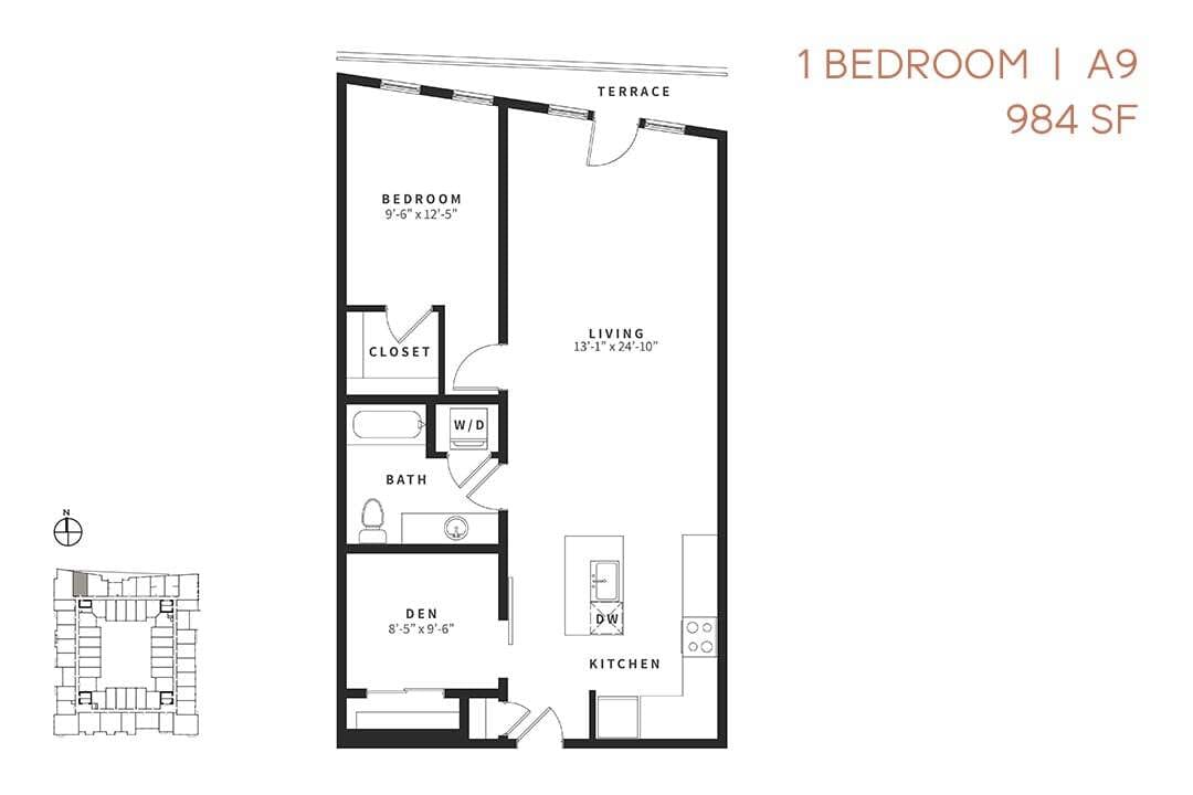 Floor Plan - One Bedroom Den A9