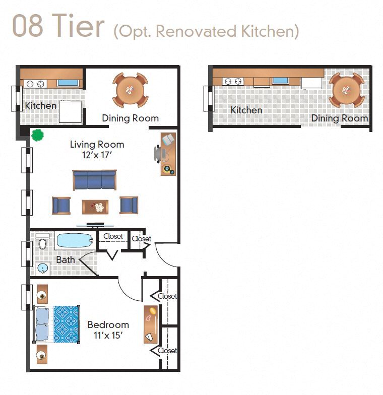 Floor Plan - Renovated 1 Bedroom 08 Tier