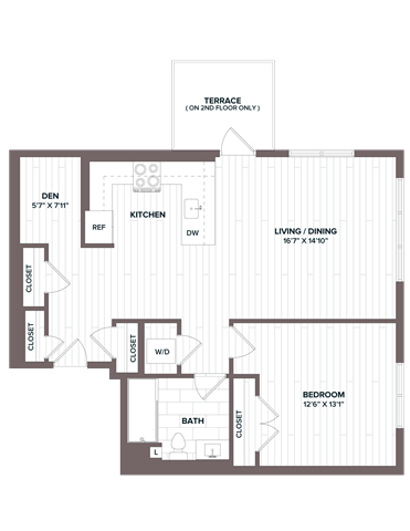 Floor Plan - 1 Bed/1 Bath Den - AD5 Bldg D