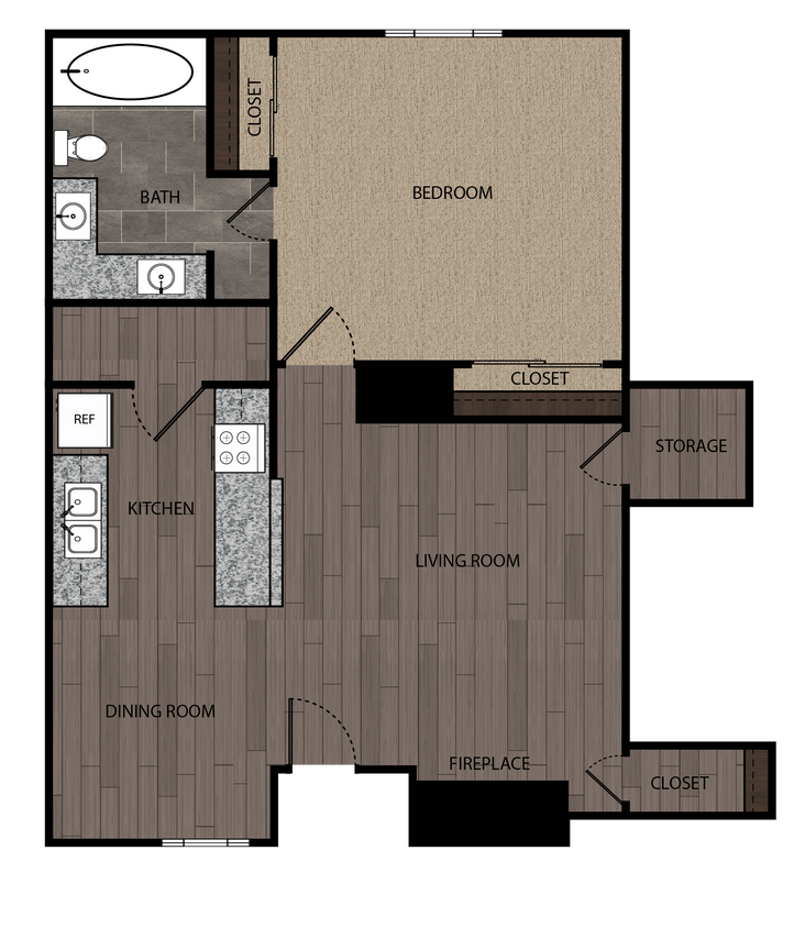 Floor Plan - 1Bed1Bath-A