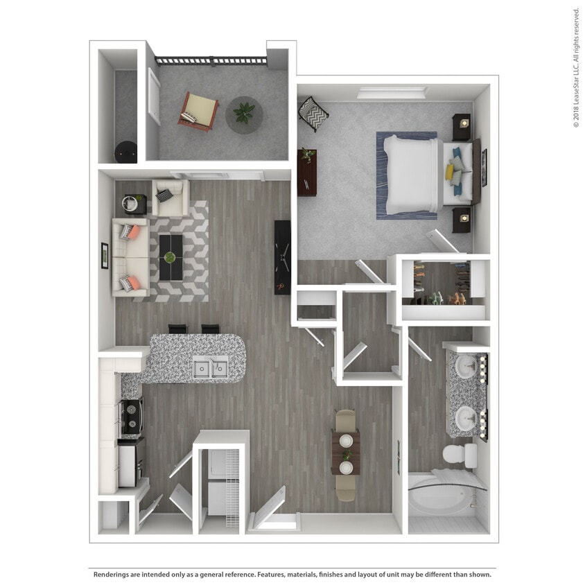 Floor Plan - 1 Bed 1 Bath 932 SqFt (824 Net)