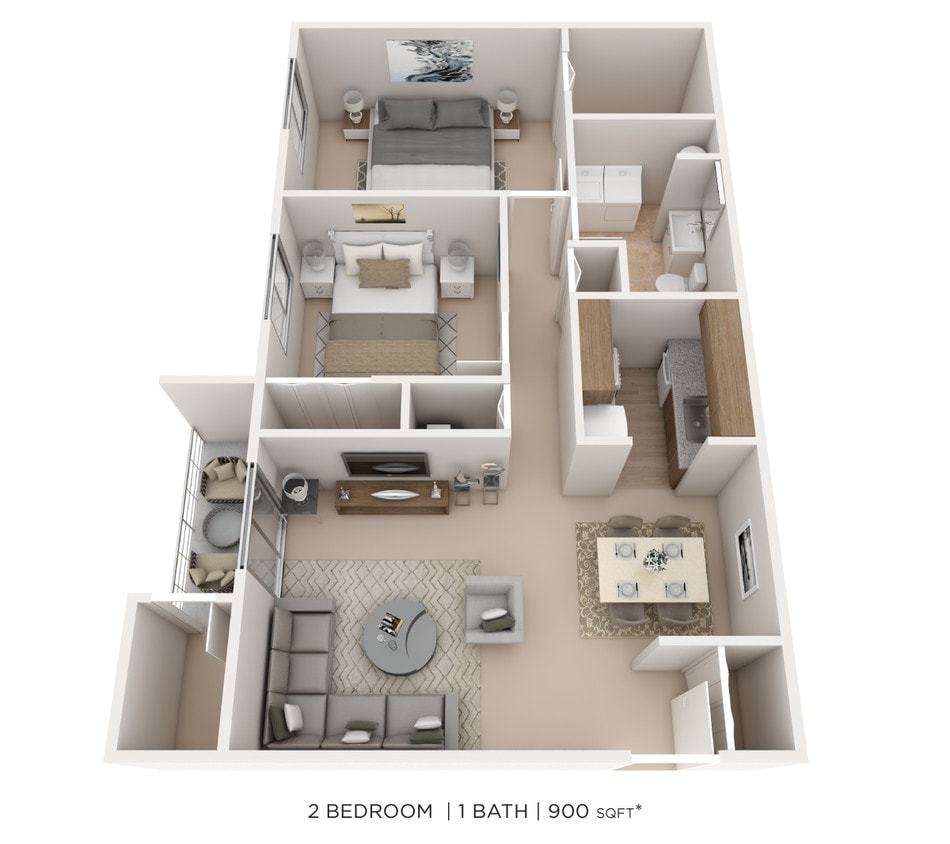 Floor Plan - Two Bedroom- 900 sqft