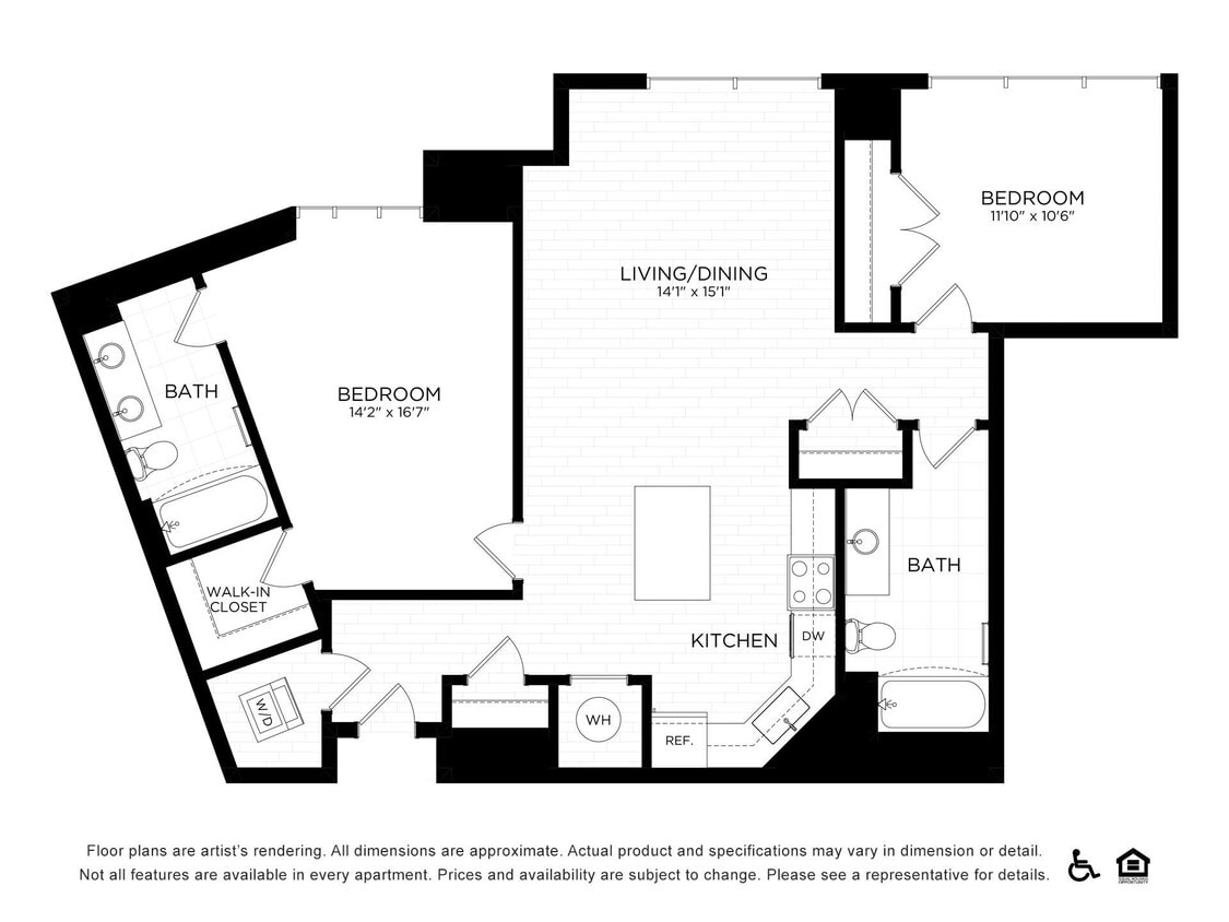 Floor Plan - 2S-1A | 1214 SF