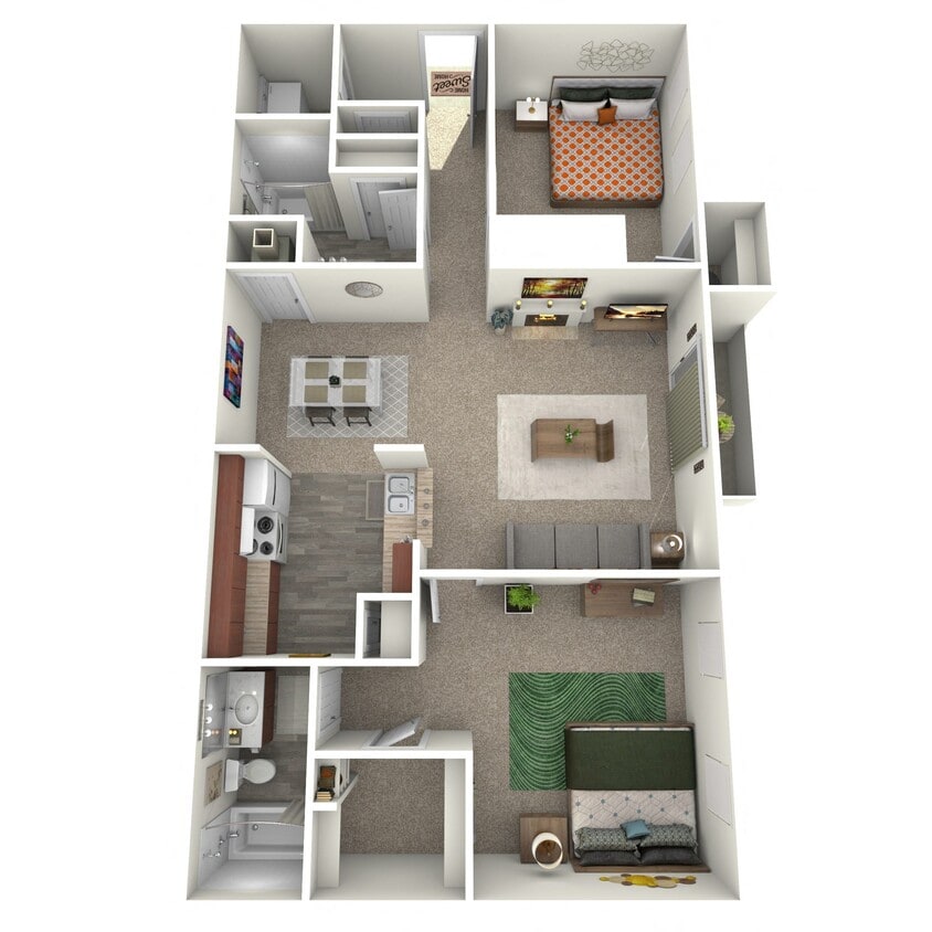 Floor Plan - Midtown - 2 Bed 2 Bath