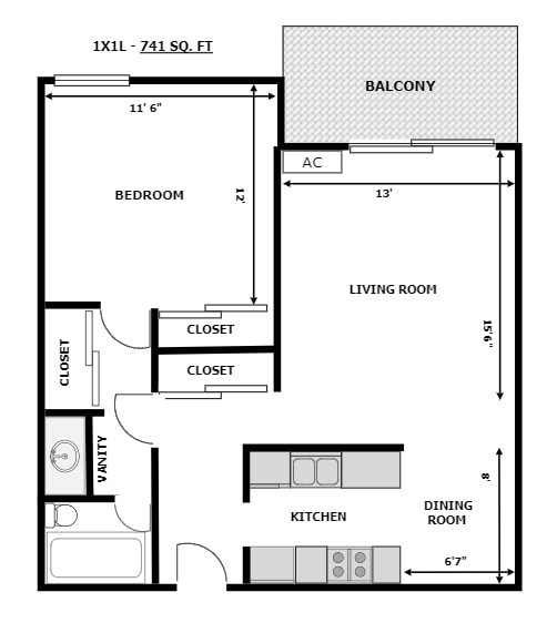 Floor Plan - 1x1L