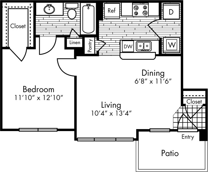 Floor Plan - One Bedroom One Bath