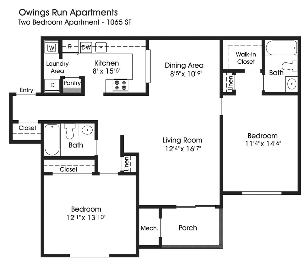 Floor Plan - 2BR 2BA (1065sf)