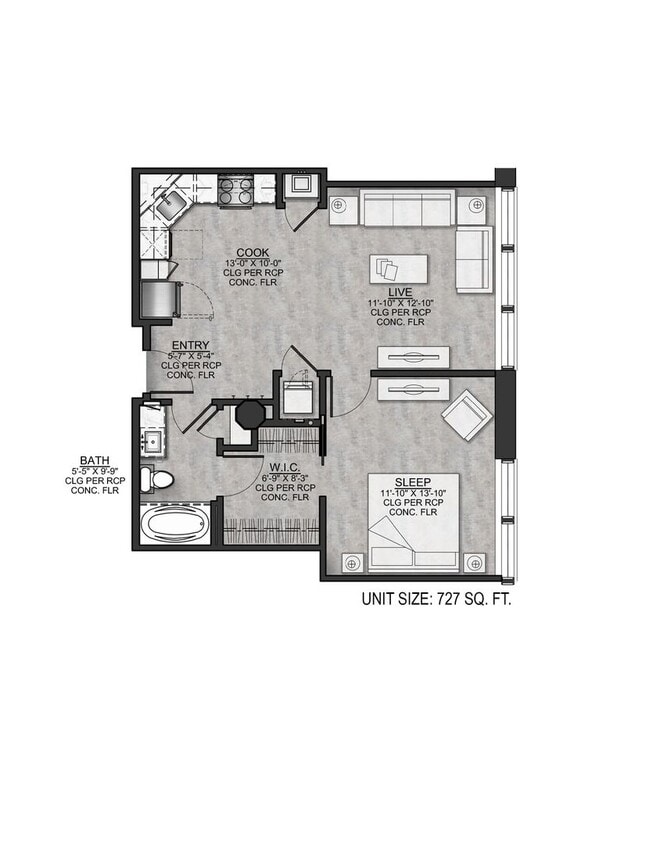 Floor Plan - B1-One bedroom/One bath 