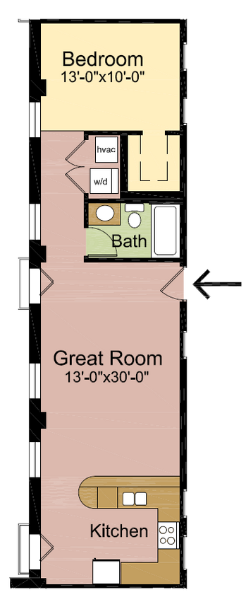 Floor Plan - 1 Bedroom – 1 Bathroom