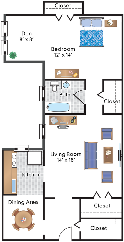 Floor Plan - 1 Bedroom Den 08 Tier