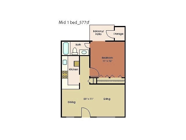 1BR1BA - One Bedroom Mid