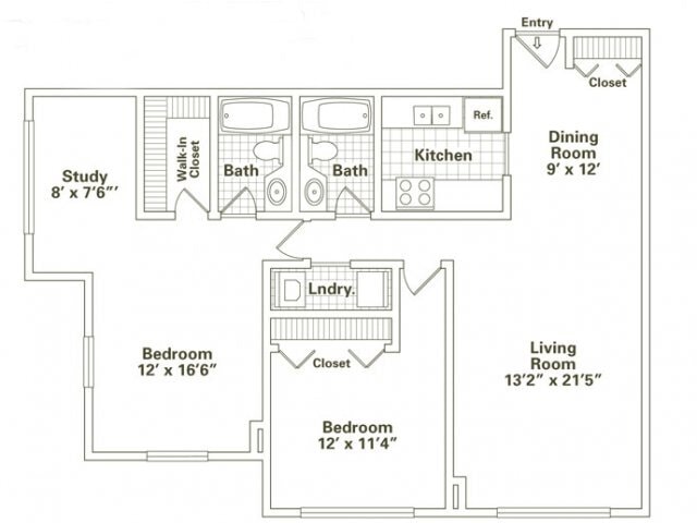Floor Plan - Two Bedroom, Two Bath (C10)