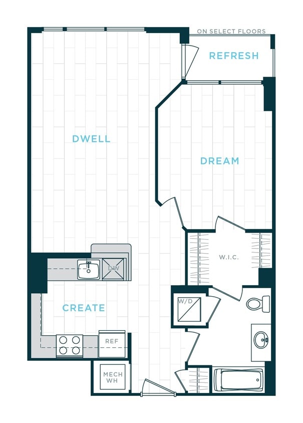 Floor Plan - 1 Bed/1 Bath sl-a11a