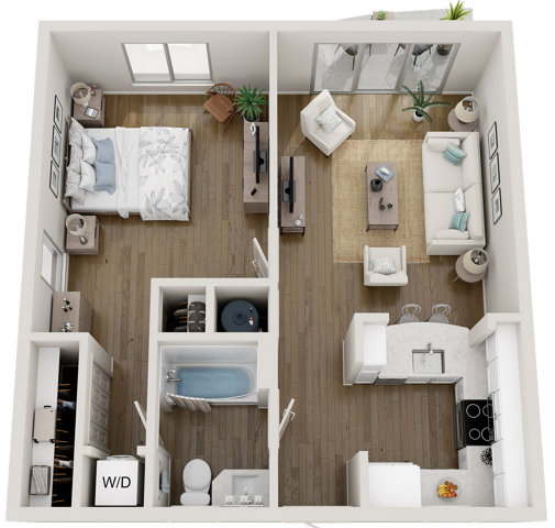 Unit A1 - 1 Bedroom, 1 Bath - A1