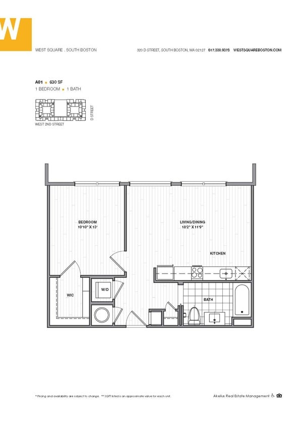 Floor Plan - One Bedroom Apartment 