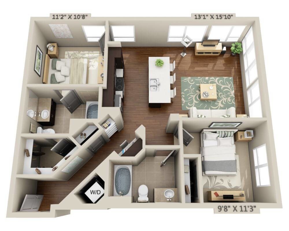 Floor Plan - Two Bedroom B2B