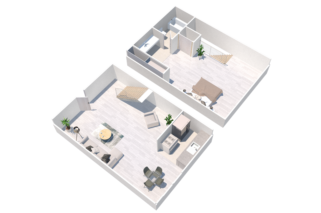 Floor Plan - One Bedroom Townhome