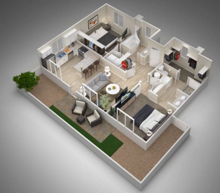 Floor Plan - 2 Bedroom 2 Bathroom