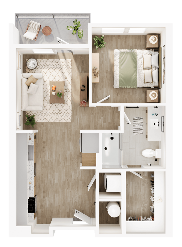 Floor Plan - COWBOY ZOMBIE  One Bed One Bath