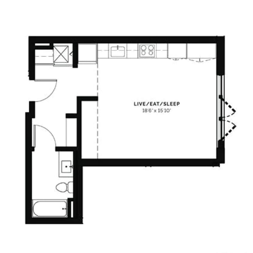 Floor Plan - 0x1 - 489 SF