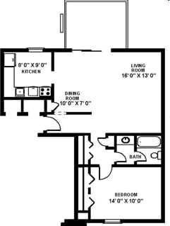 1BR/1BA - 1x1I