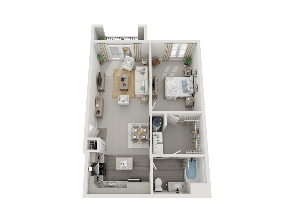 Floor Plan - 1 Bed 1 Bath 727 sqft