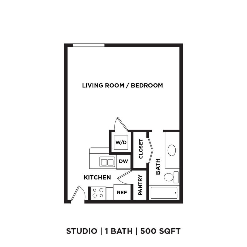 Floor Plan - Studio 1 Bath 500 Sqft