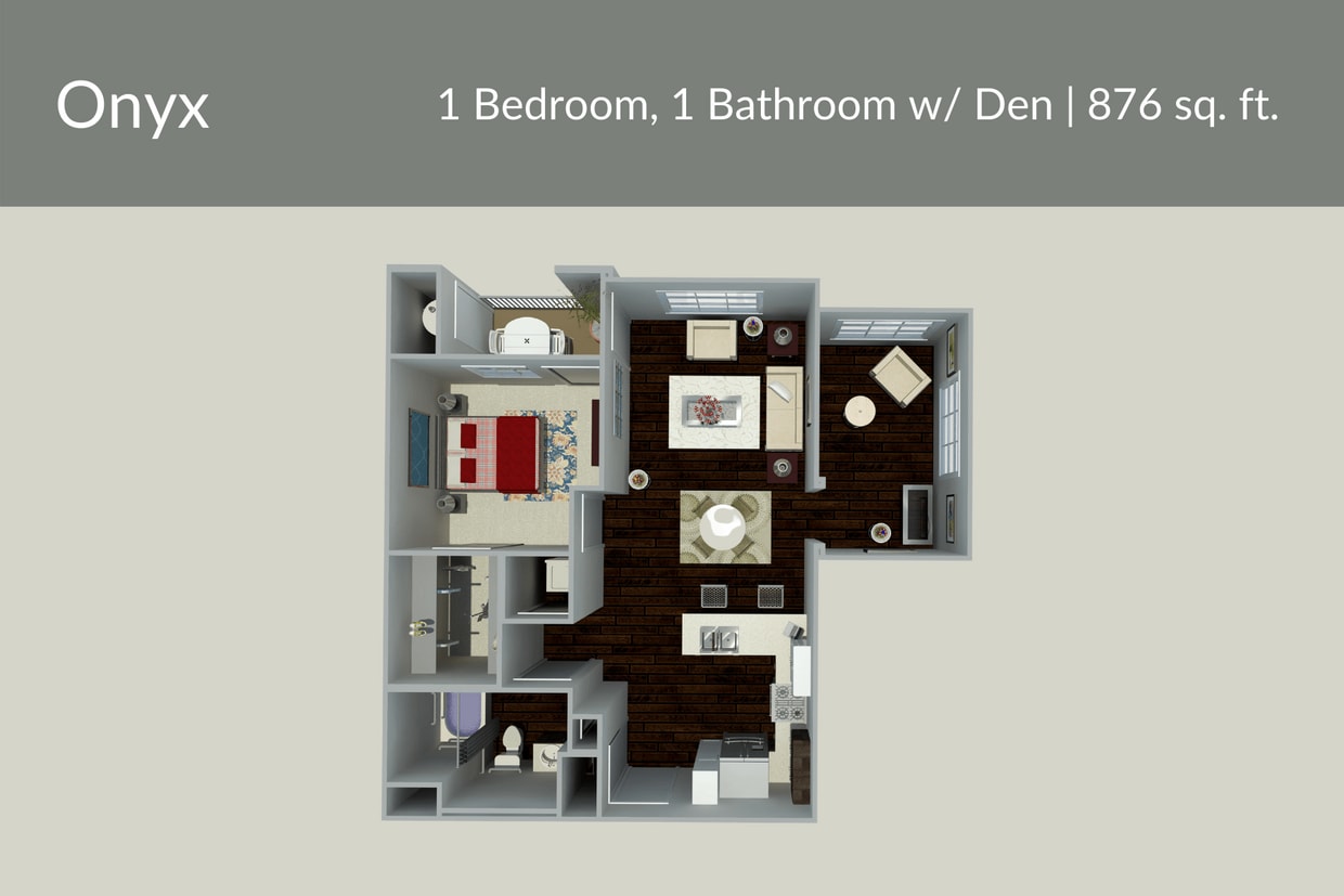 Floor Plan - Onyx (1 Bedroom with Den)