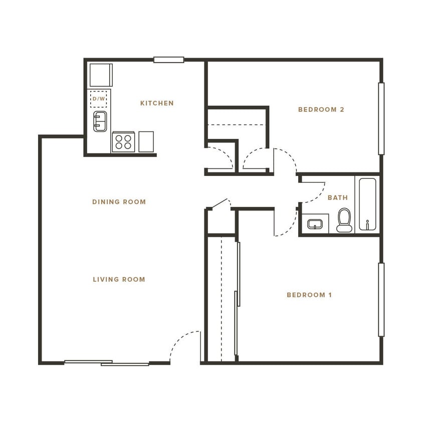Floor Plan - 2 Bed, 1.5 Bath C Townhome - 114 Sharene