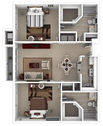 Floor Plan - 2 Bed 2 Bath