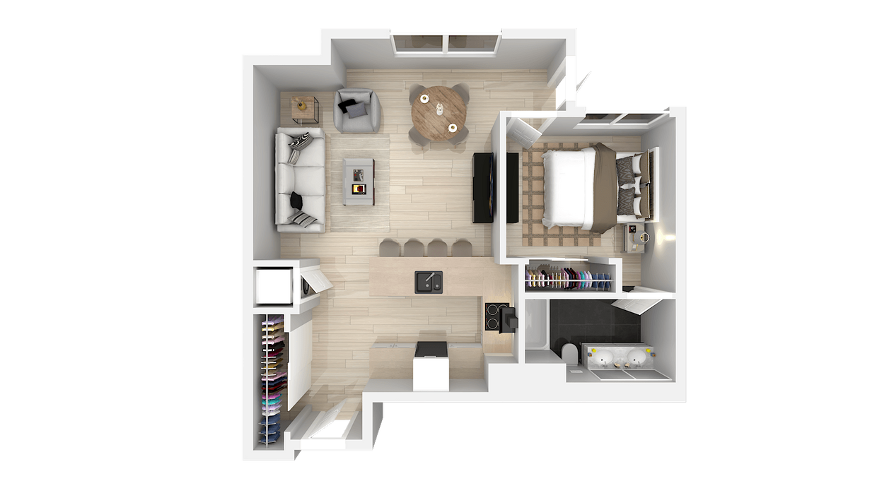 Floor Plan - One Bedroom One Bath H