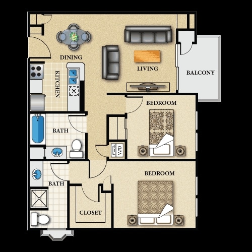 Plan D - Plan D 2 Bed 2 Bath