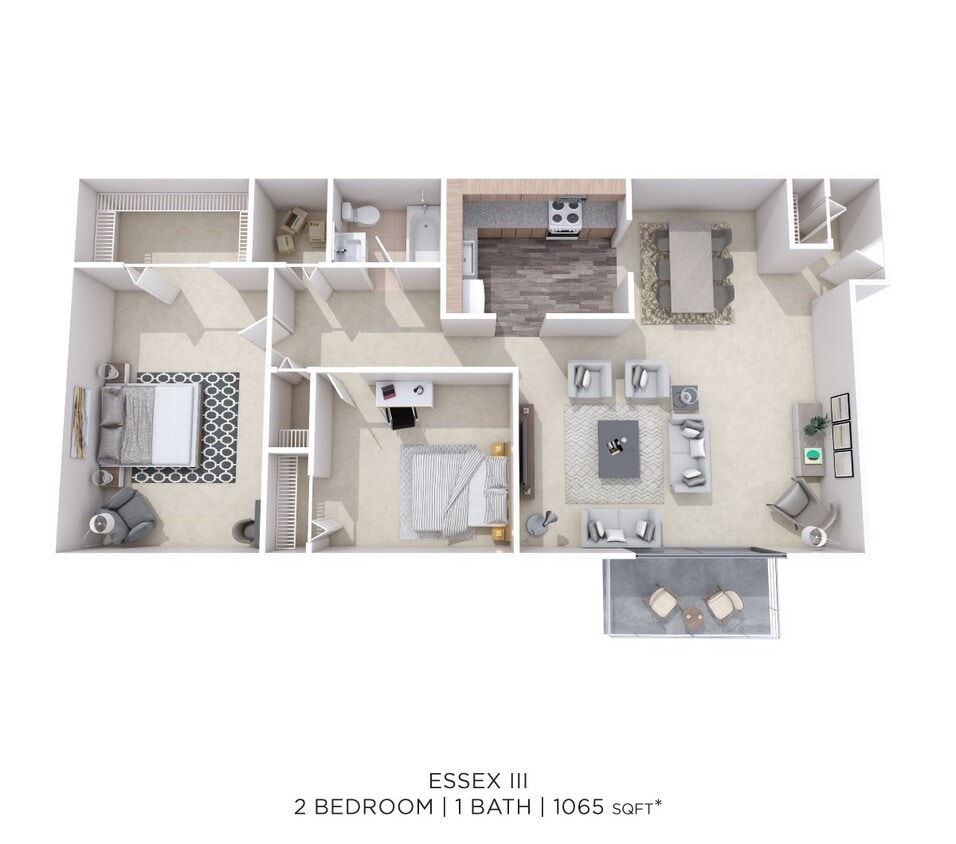 Floor Plan - Two Bedroom- 1,065 sqft