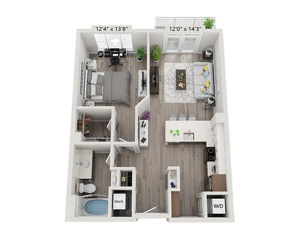 Floor Plan - One Bedroom A1K