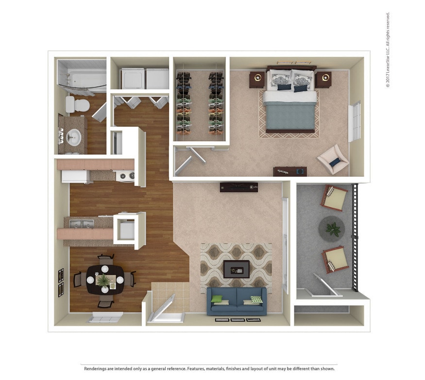 Floor Plan - 1 Bed 1 Bath 814 SqFt (745 Net)