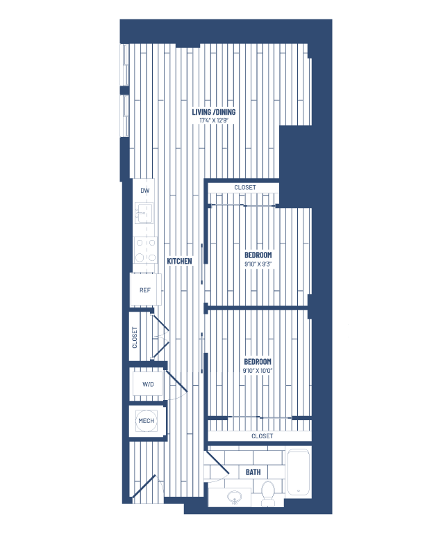 Floor Plan - 2 Bed/1 Bath Junior-HJR2Ac   x01