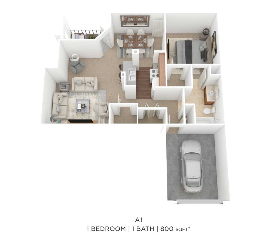 Floor Plan - One Bedroom-800 sqft