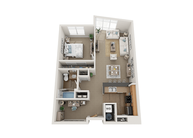 Floor Plan - 1 Bed 1 Bath + Den