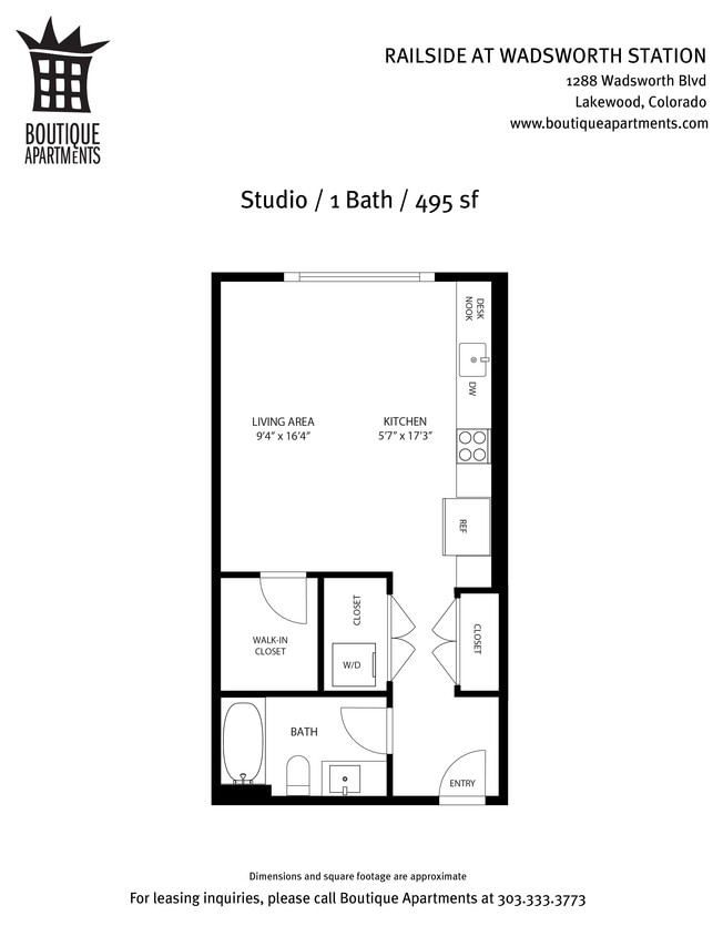 Studio, 475sf - The Caboose