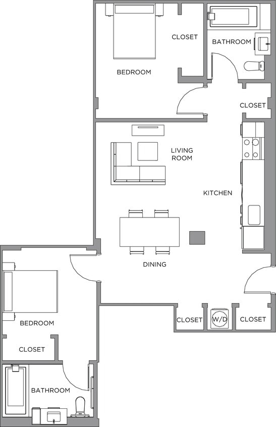 Floor Plan - 2 Bed/2 Bath-1100