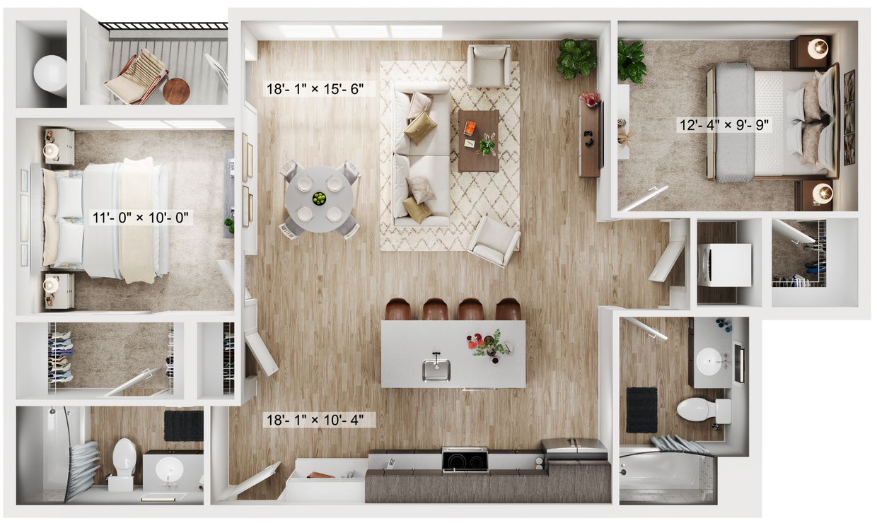 Floor Plan - 2BR/2BA B6