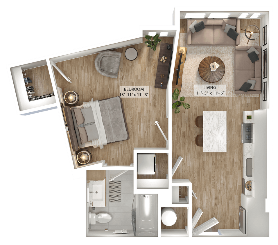 Floor Plan - 1 Bed/1 Bath-A3