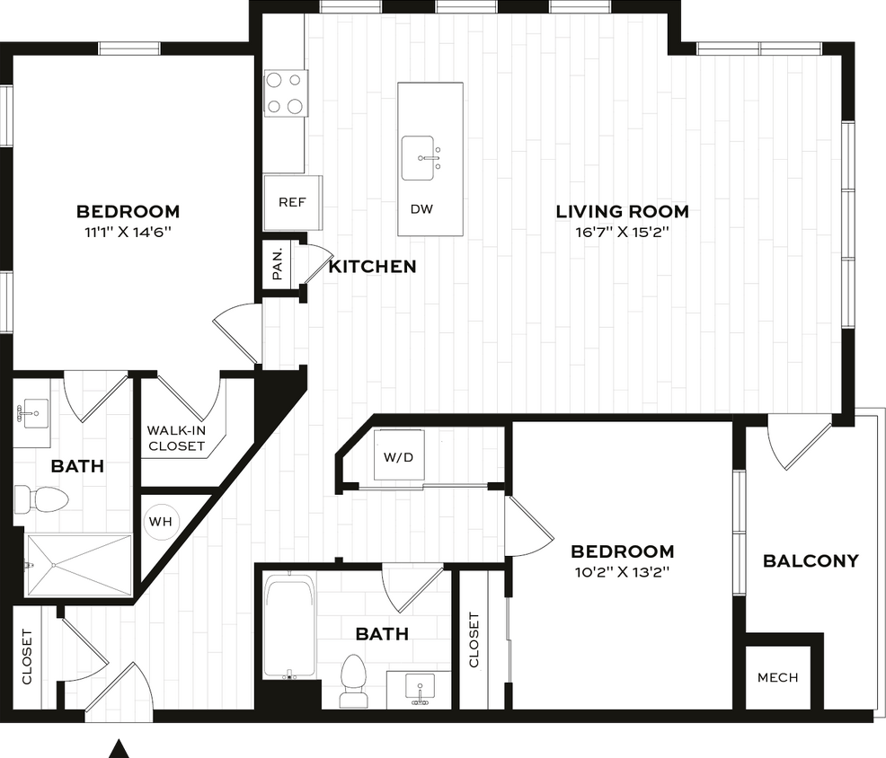 Floor Plan - 2 Bed/2 Bath-F1