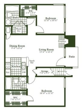 2BR/2BA - 2 Bedroom 2 Bath