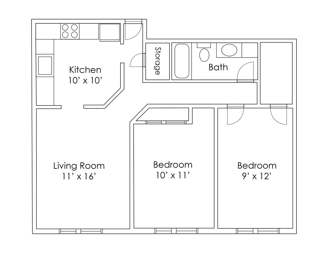 Floor Plan - 2 Bedroom 1 Bathroom A