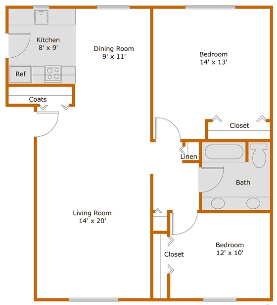 2BR/1BA - 2 bedroom 1 bath 2nd floor