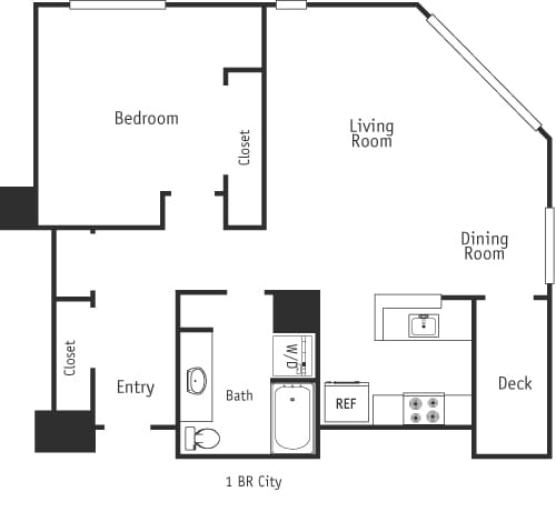 Floor Plan - 1 Bed City 880