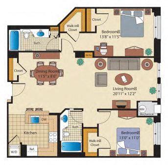 Floor Plan - 2 Bed/2 Bath-BJ7