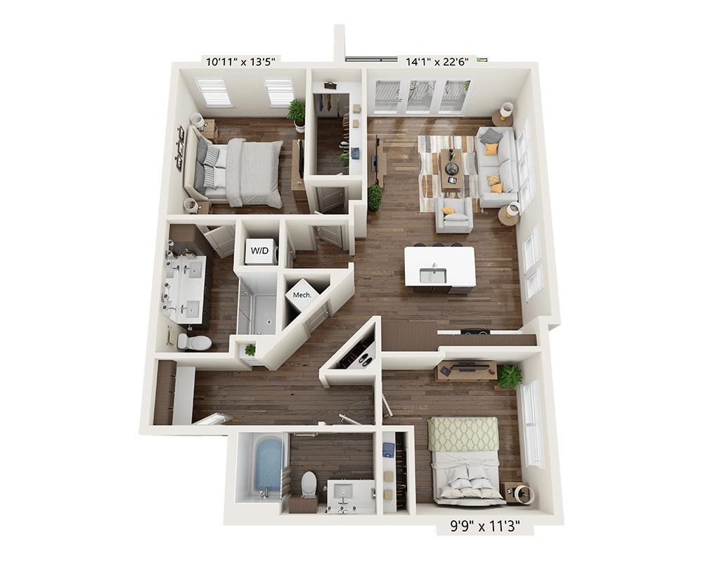 Floor Plan - Two Bedroom B2D-III